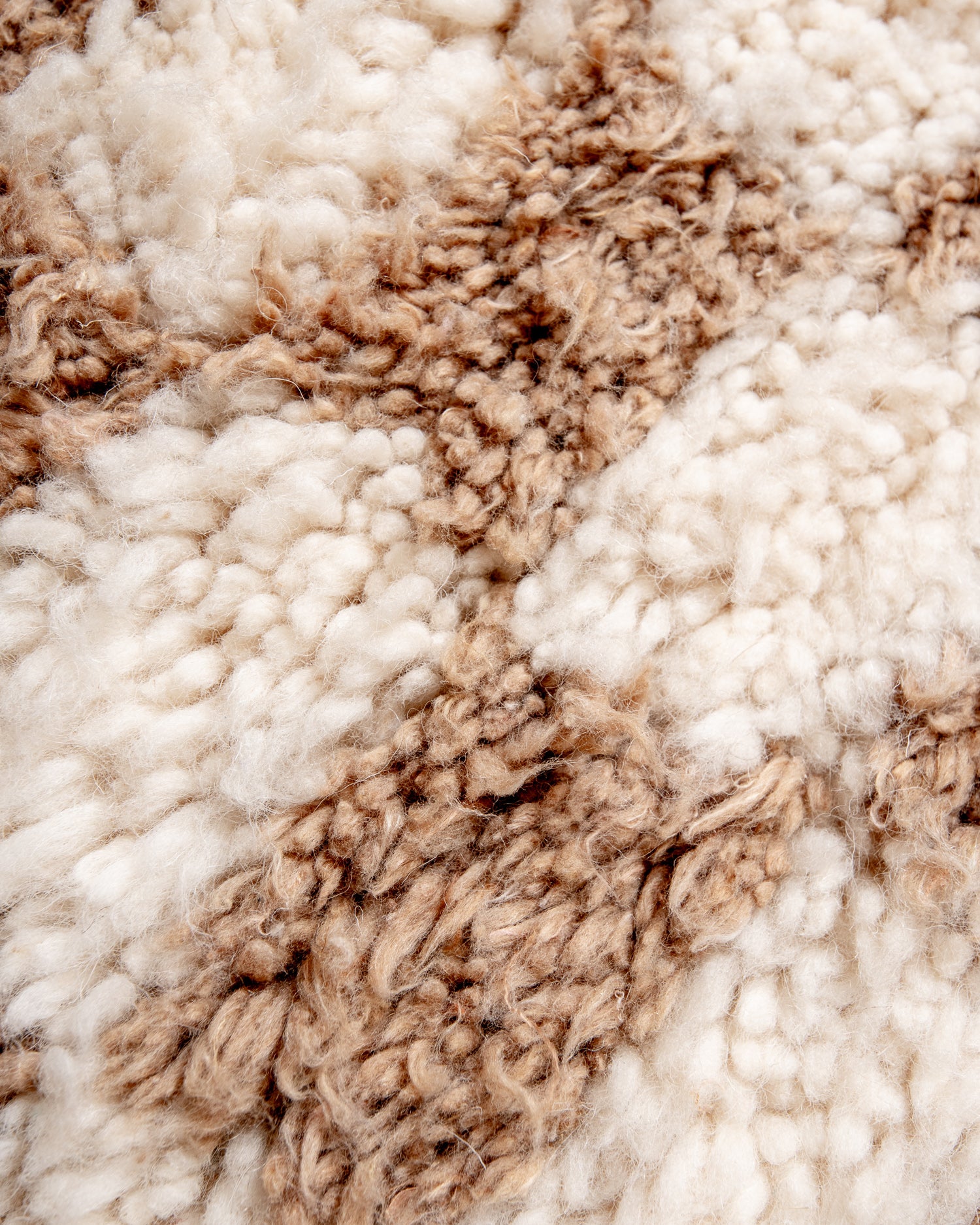 Modern, designer, handcrafted Berber rug from Morocco. Beniourain carpet with beautiful colours and patterns and fluffy wool texture.